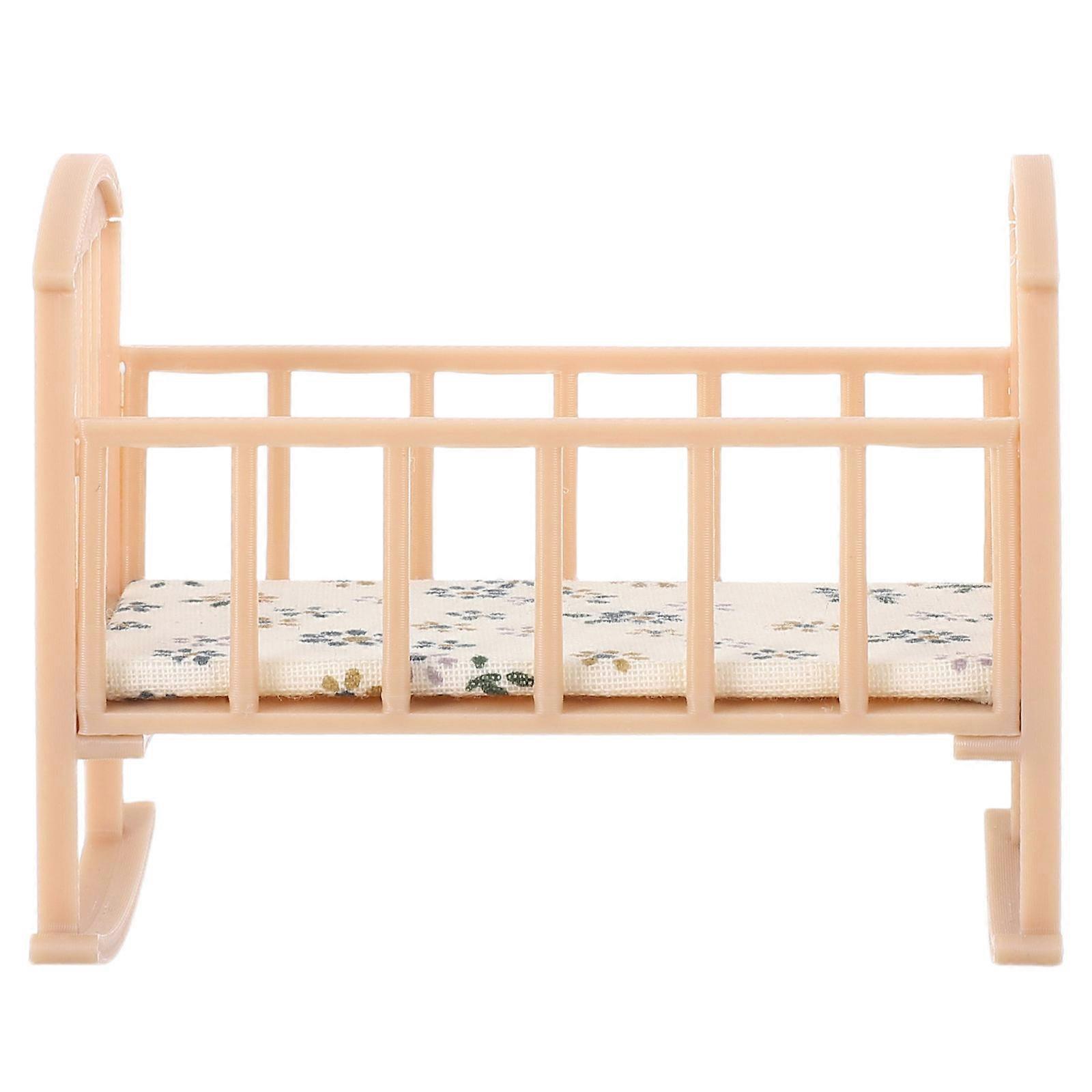 Miniature Dollhouse Bed for Decoration Featuring Khaki 1
