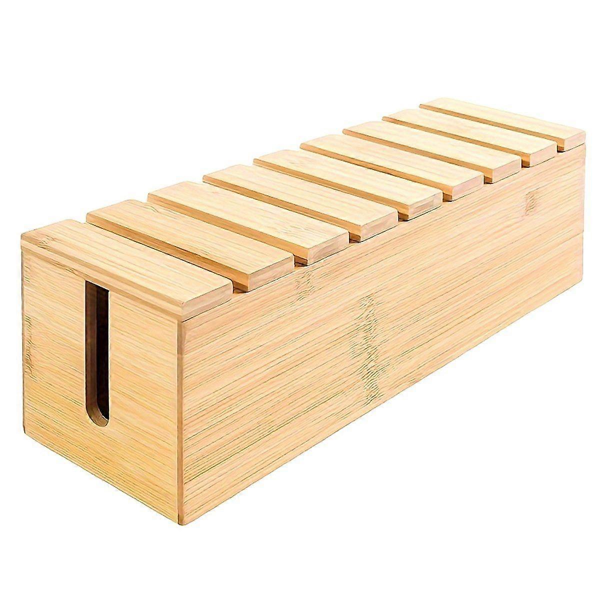 1pcs Wood Wire Storage Box, Data Cable Storage Box, Power Cable Management Sorting Box, Socket Comp