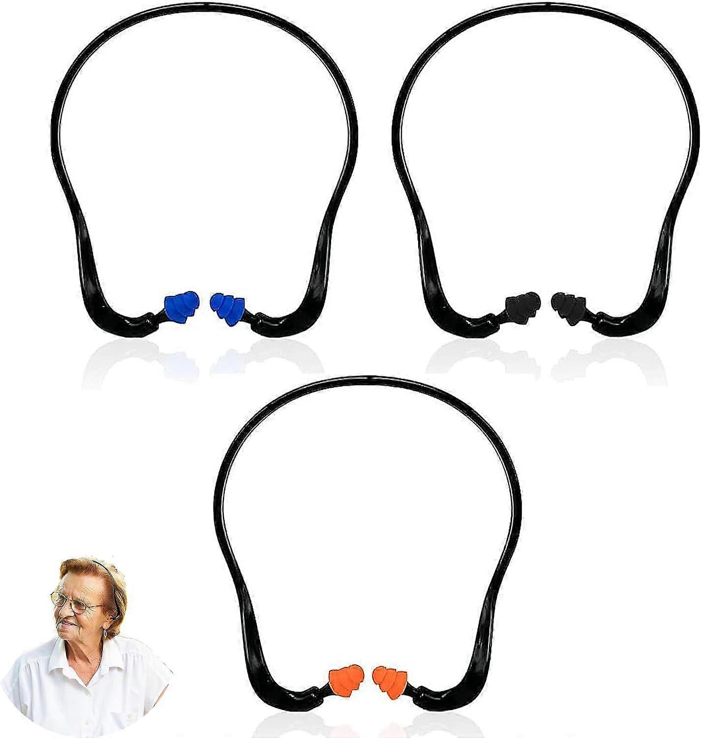 3 Pieces Caps Banded Earplugs Ear Plugs for Work for Sleep Work Construction and Automotive - Reusable Soundproof Noise Reduction (Multicolor)