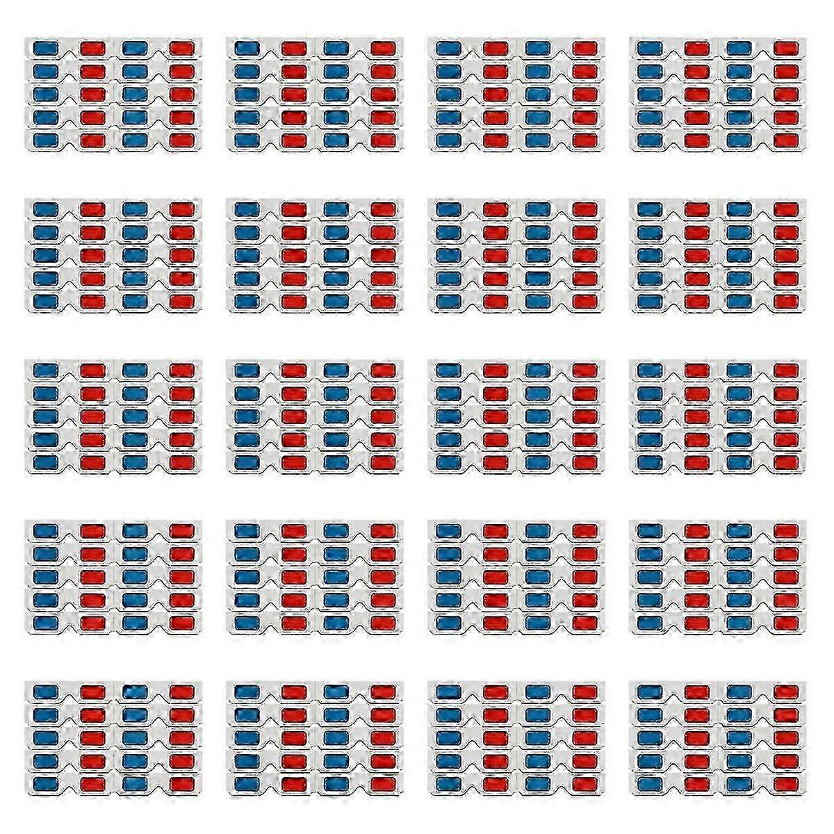 משקפי תלת מימד, 200 זוגות עדשות סטריאו נייר אדום וכחול למשקפי תלת מימד מנייר Anaglyph