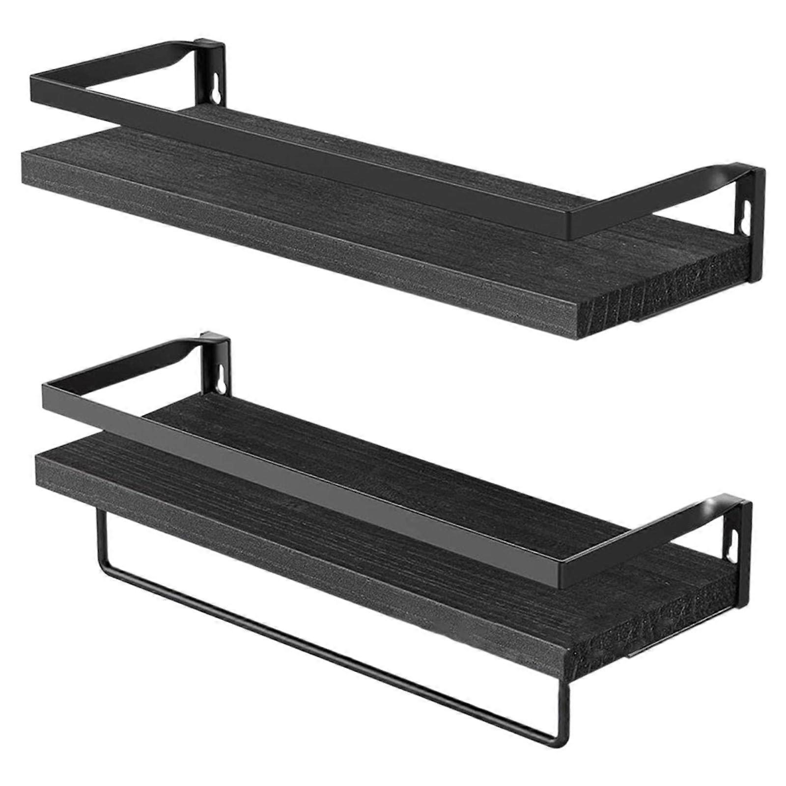 Wall Mounted Floating Shelves Sturdy Wood Multipurpose Bathroom Holder