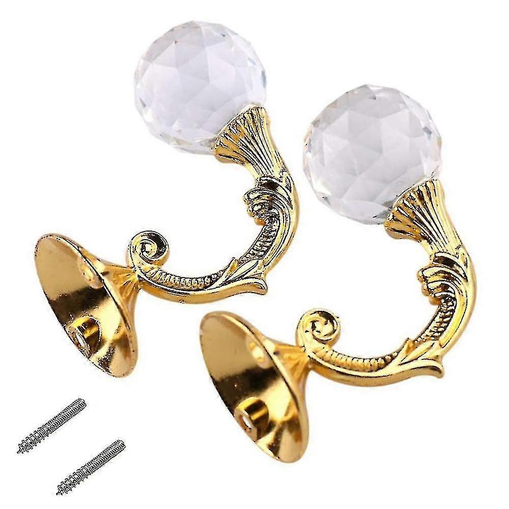 2 Pcs Clear Crystal Curtain Holdbacks Wall Mounted Tassel Curtain