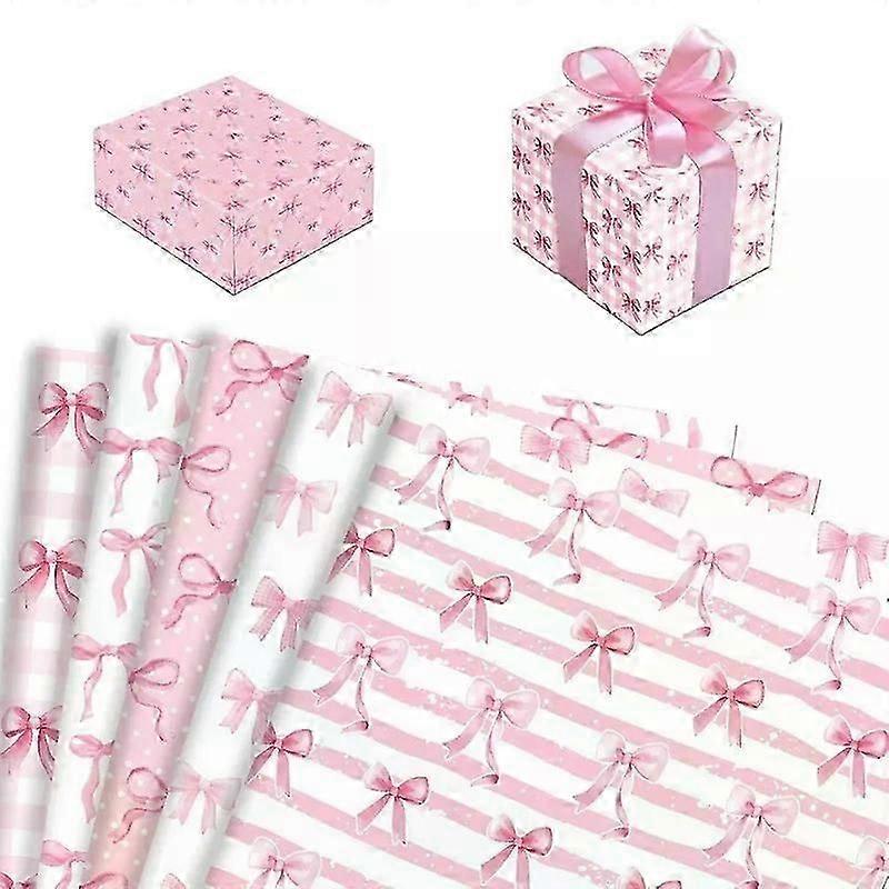 12/24pcs Double-Sided Printing Bow Wrapping Paper DIY Craft Paper Birthday Party Decoration