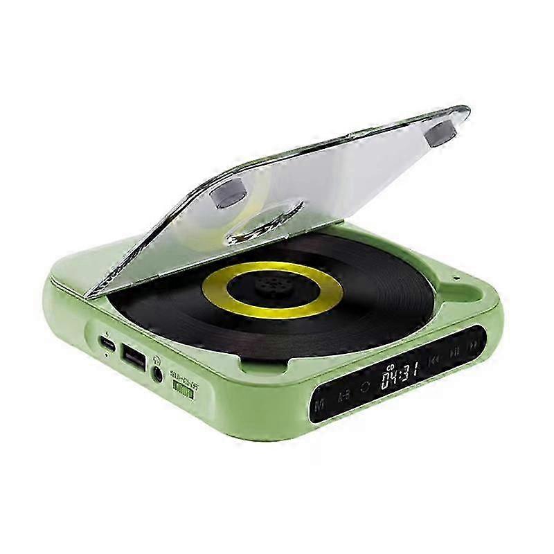 Portable Cd Player Bluetooth Speaker,led Screen, Stereo Player, Wall Mountable Cd Music Player With Fm Radio-green