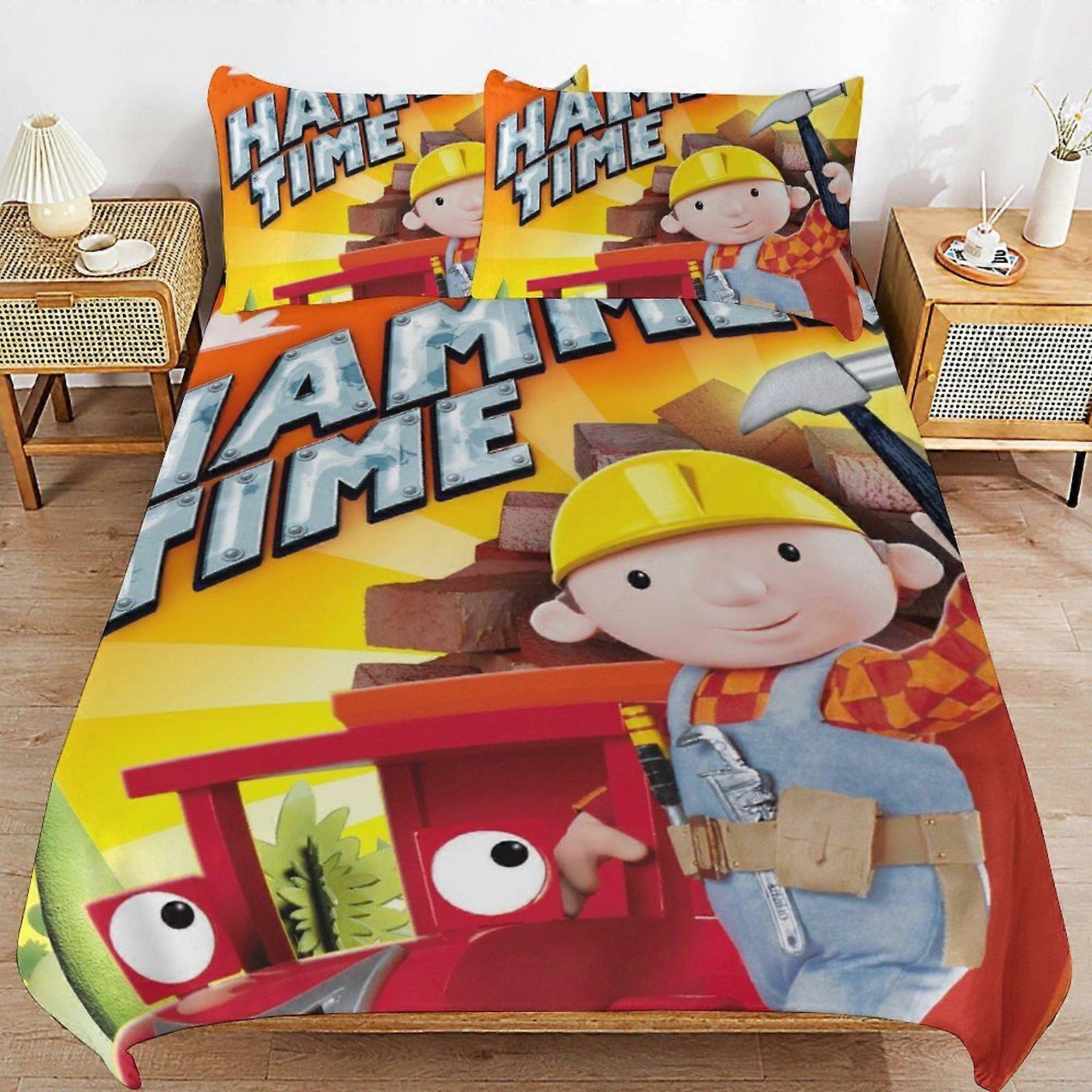 w656 Bob the Builder Ultra Smooth Touch Durable Comfort Secure Zipper Sleep Set Duvet Cover Sets Everyday Use m656