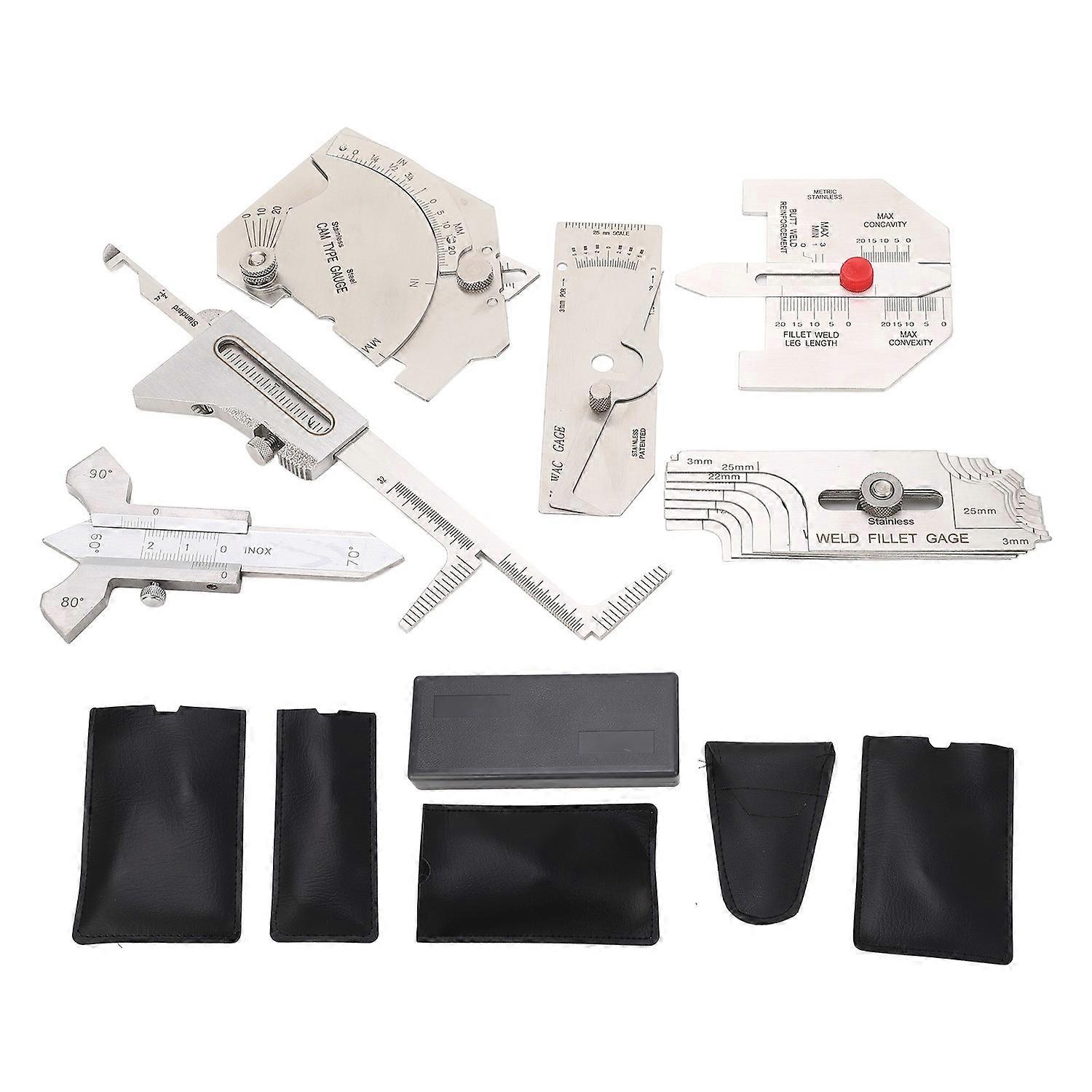 6Pcs Weld Gauge Set Fillet Include Hi Lo Gauge Porosity Undercuts Checking Gauge Angle Measuring Too