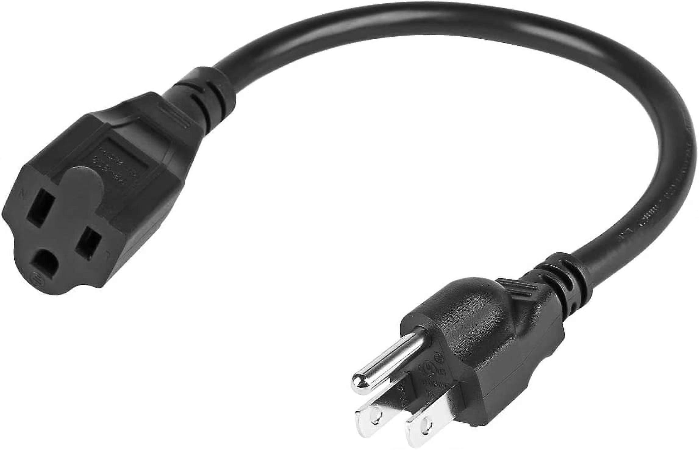 UL Listed SJT 14 AWG Heavy Duty AC Short Power Extension Cord Cable - SJT 14/3C NEMA 5-15P to NEMA 5-15R