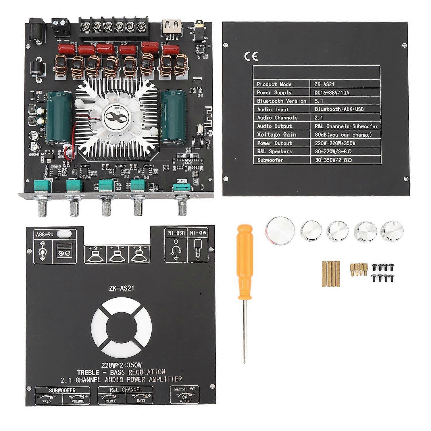 2.1 Channel Bluetooth Power Amplifier Board 220Wx2 350W Treble and Bass TPA3255 Chip Digital Amplifi