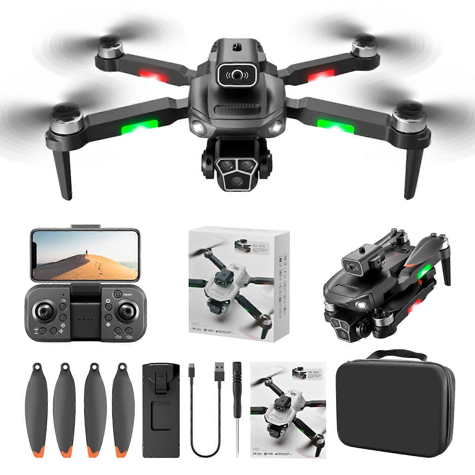 Educational Toys for Kids: Brushless Motor Drone with 3 Cameras, Wind Resistance, Headless Mode, Gesture Control, FPV, RC Quadcopter, Compatible with