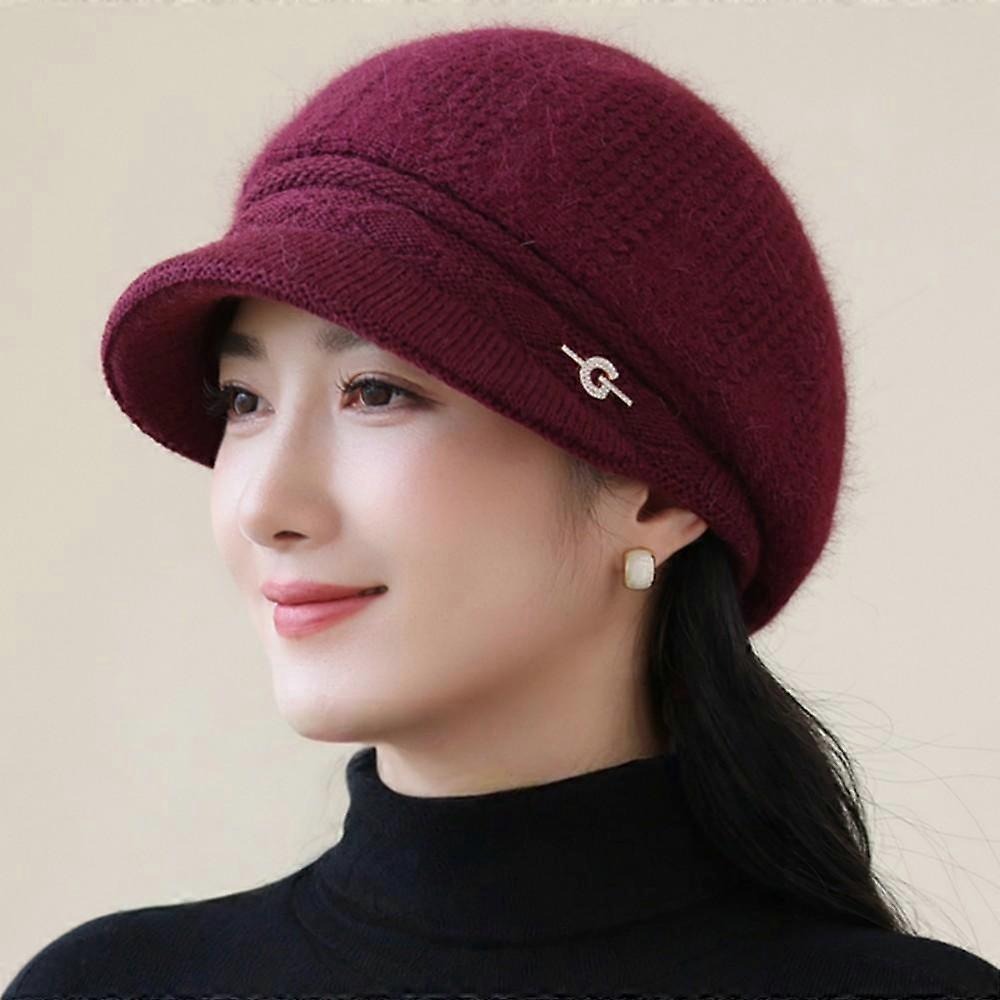 New Women Fashion Winter Warm Hat Plush Fur Lined Dandy Hats For Women Casual Rabbit Fur Blend Streetwear Knitted Hat
