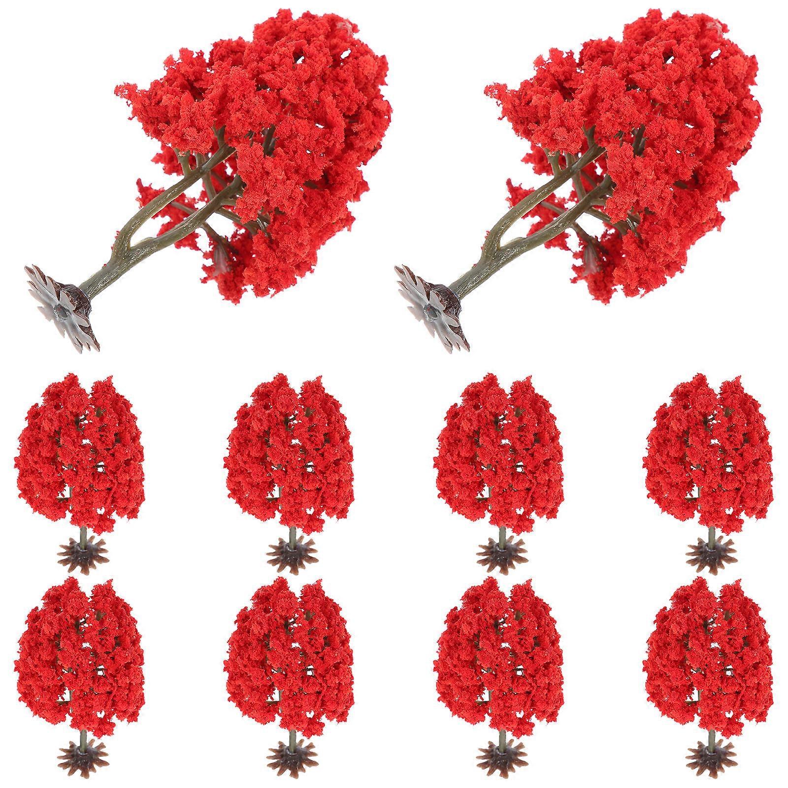 Mini Trees Sand Table Model Tree for Decor 10Pcs Red