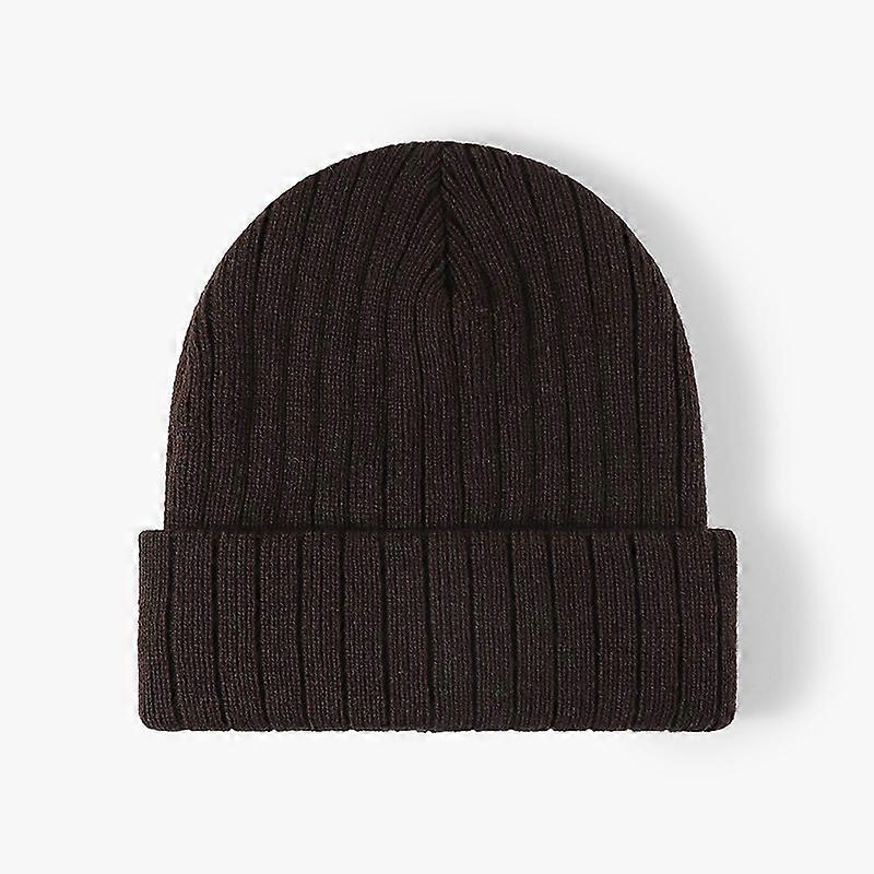 A Plain Plate Thick Striped Double-Layer Thickened Woolen Cap A Solid Color Flanged Knitted Cap Simple And Versatile Street Style Trendy Cold Cap