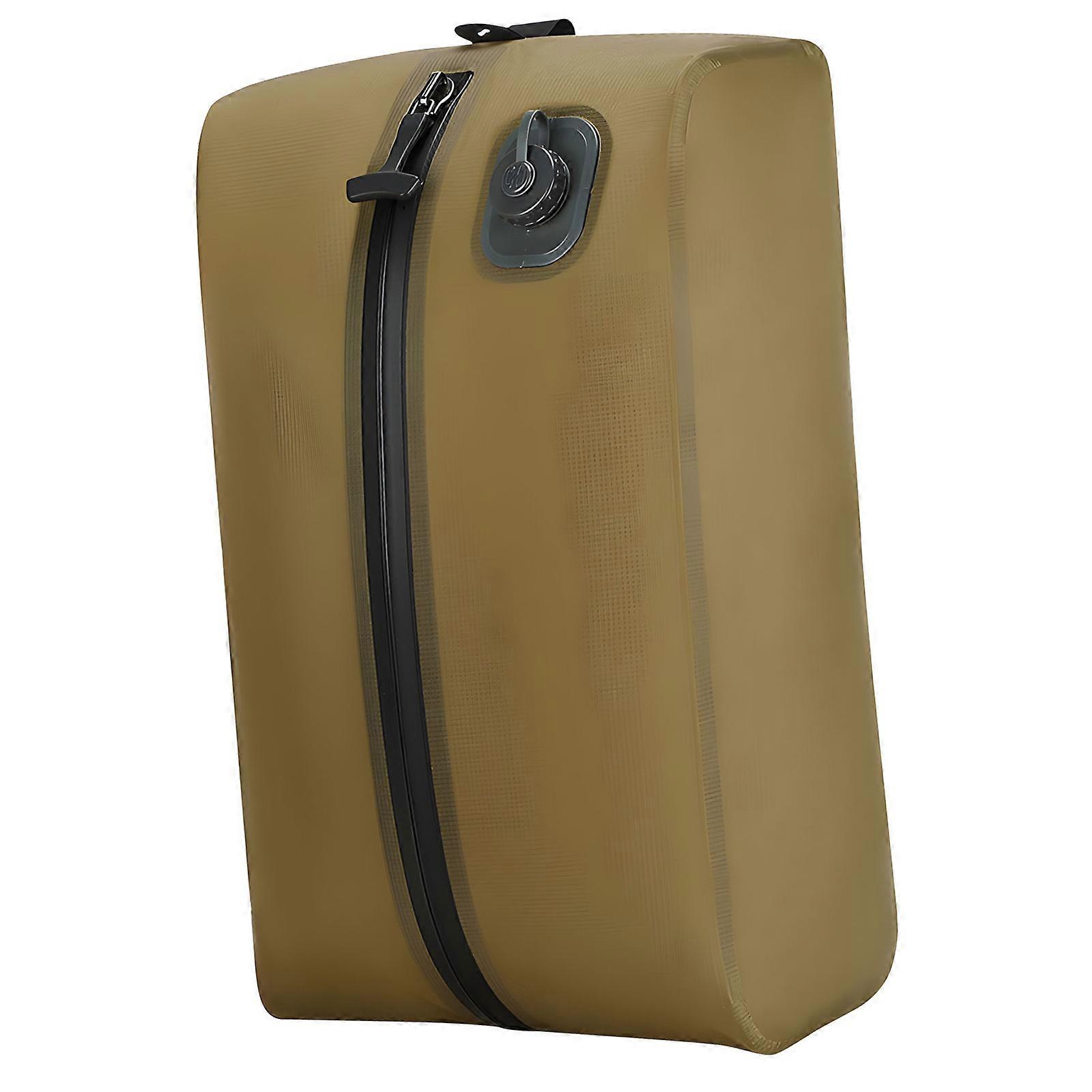 One Button Compact Travel Storage Bag With Airless Compression Technology Space Saving Organizers For Clothes Accessories  Khaki