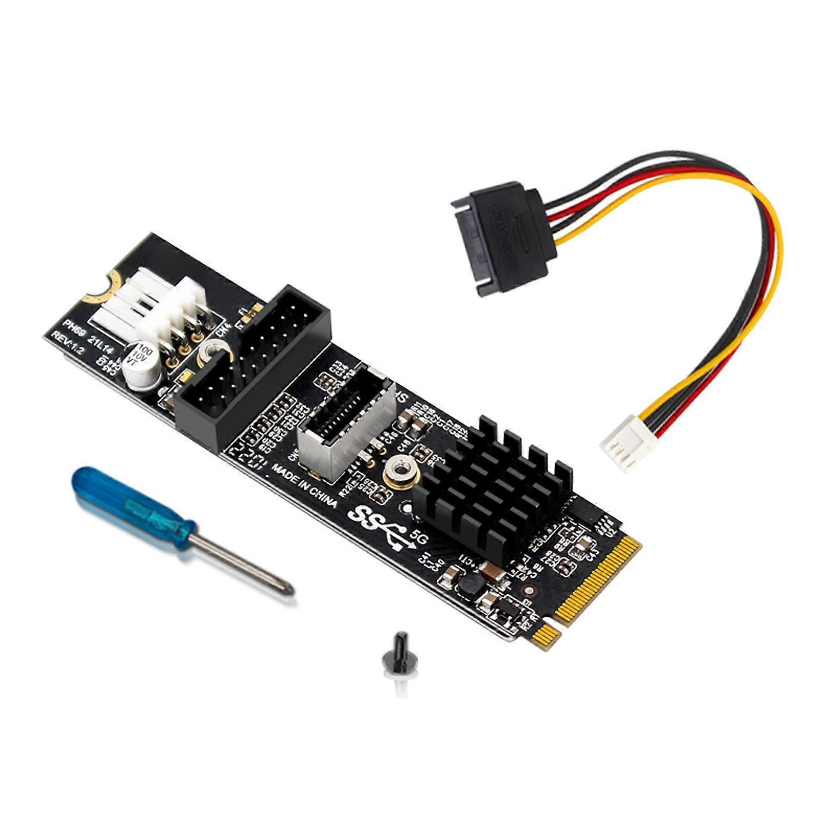 PCIe Base USB 3.1 Front Panel Adapter Card For M.2 MKey Motherboards Enables Rapid Data Transfer And Expanded Connection Multicolor