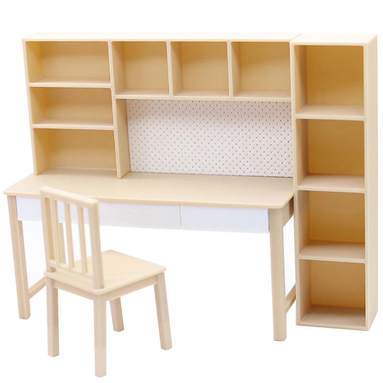 Realistic Mini Desk For Model Scene 1/12 Scale Design Plastic Crafting Essential Collectible Display Piece Multicolor