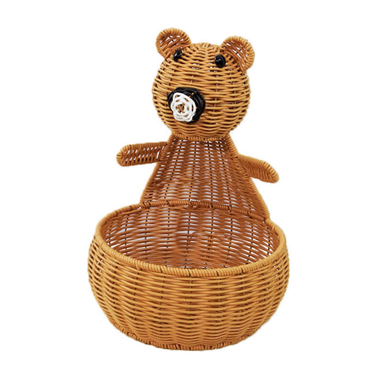 Bear Shape Plastic Woven Storage Container Basket Spacious Snacks Tray For Countertops Organization And Casual Dining Multicolor