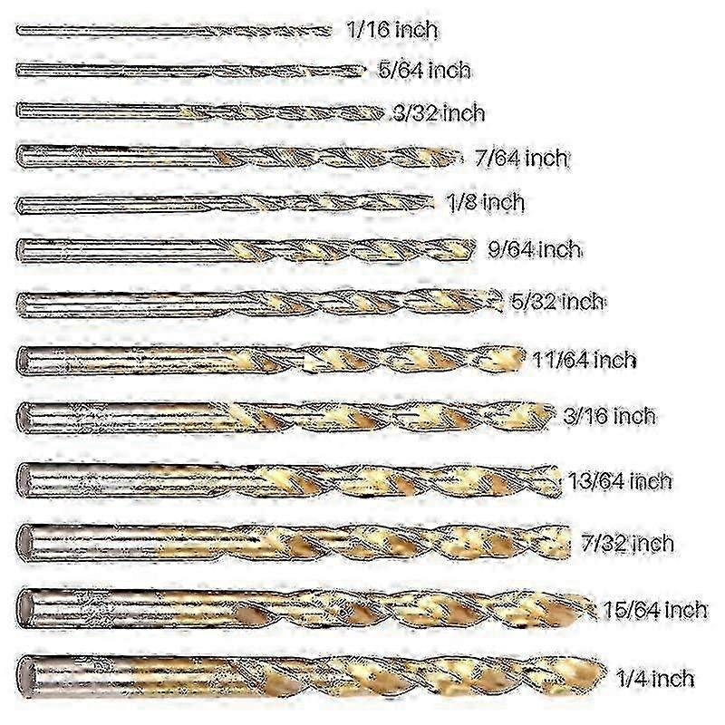 13Pcs Left Handed Drill Bit Set Extractor Drill Bits for Tools Accessories with Titanium Nitride Co