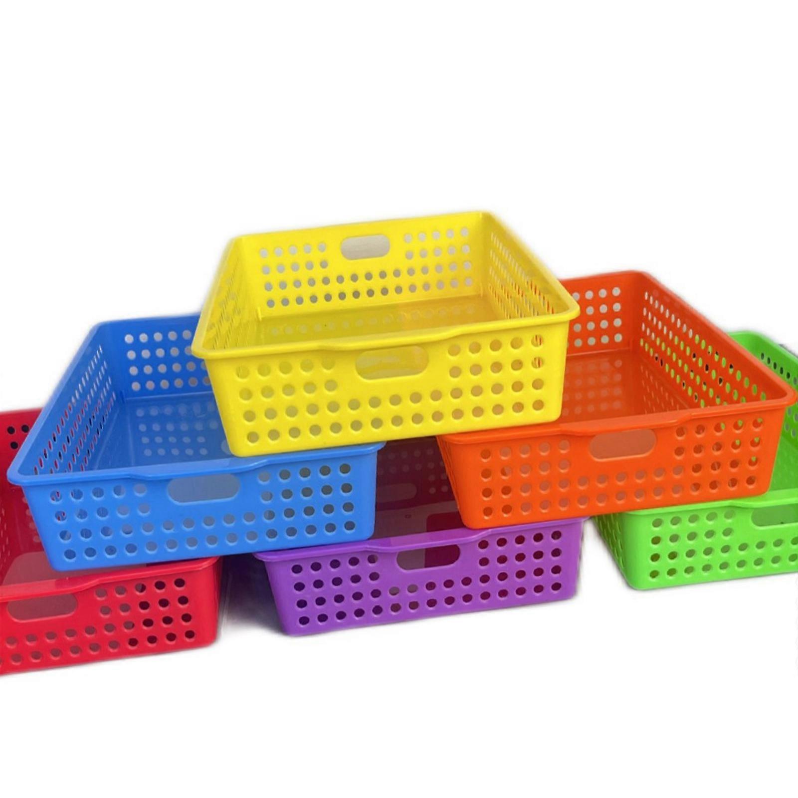 Pack Of 6 Multiple Color Plastic Desktop Storage Planner Cartons For Books Writing Materials Office Home Materials Multicolor