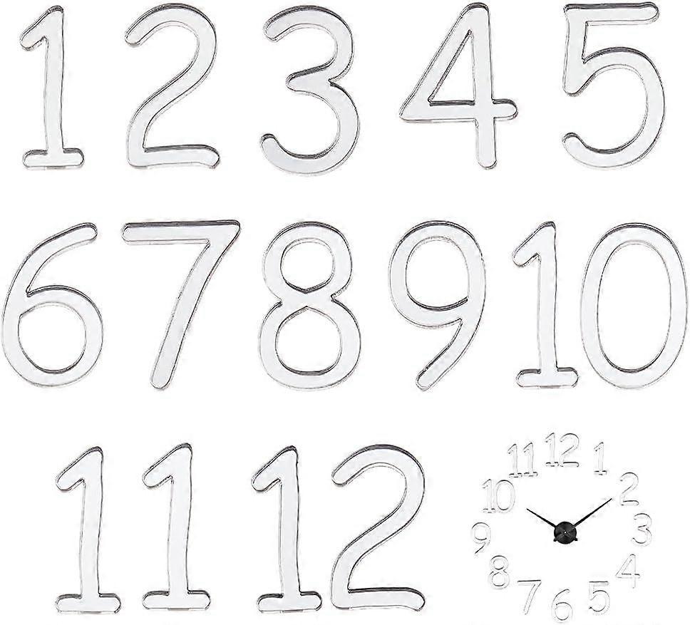 15Pcs Silver Arabic Acrylic Numerals for a Wall Clock Clock Numbers Accessories for DIY Digital Clock Number Replacement Parts 0-9 for Charming Handic