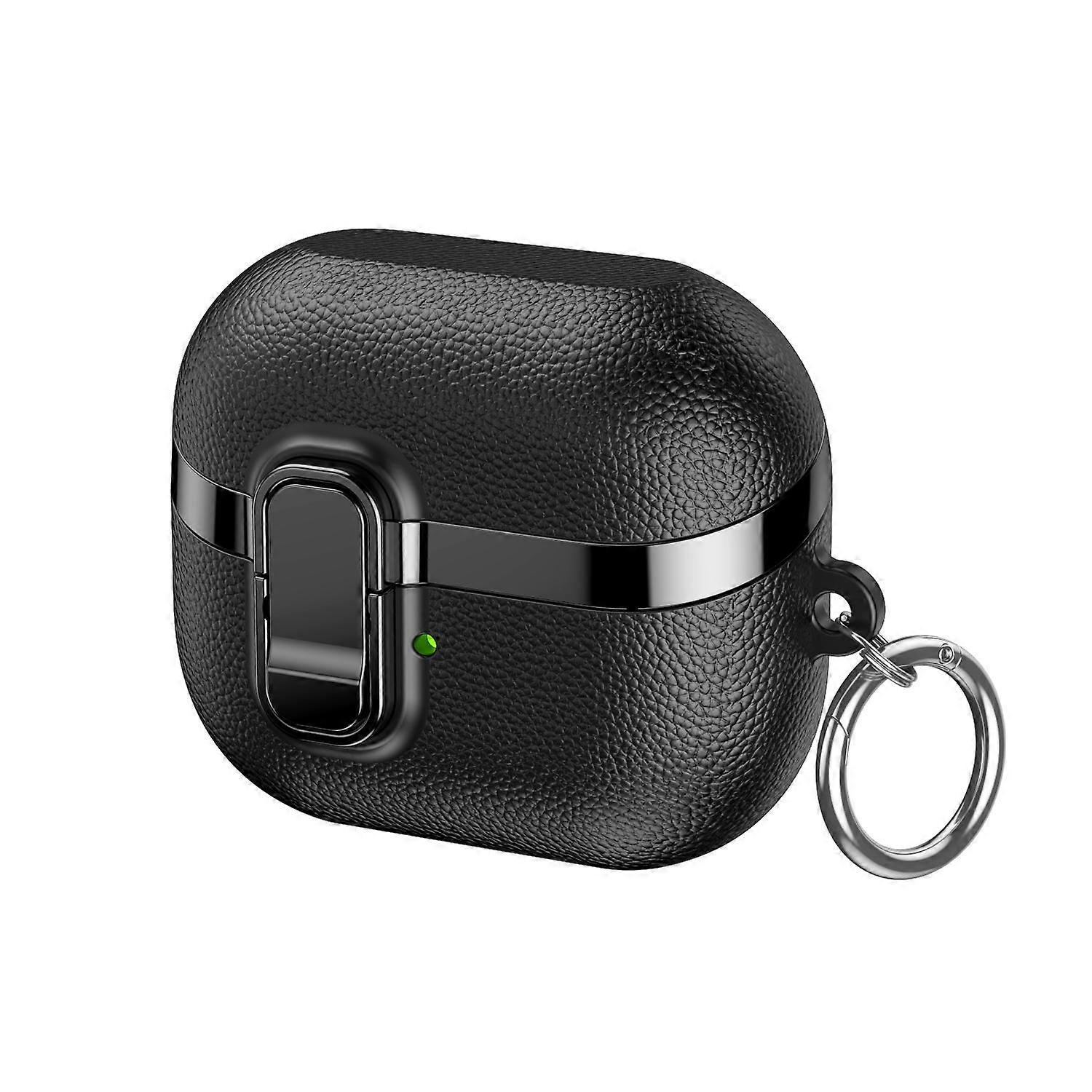Electroplated Leather Texture Wireless Earphones Protective Case with Security Lock For Samsung Galaxy Buds3