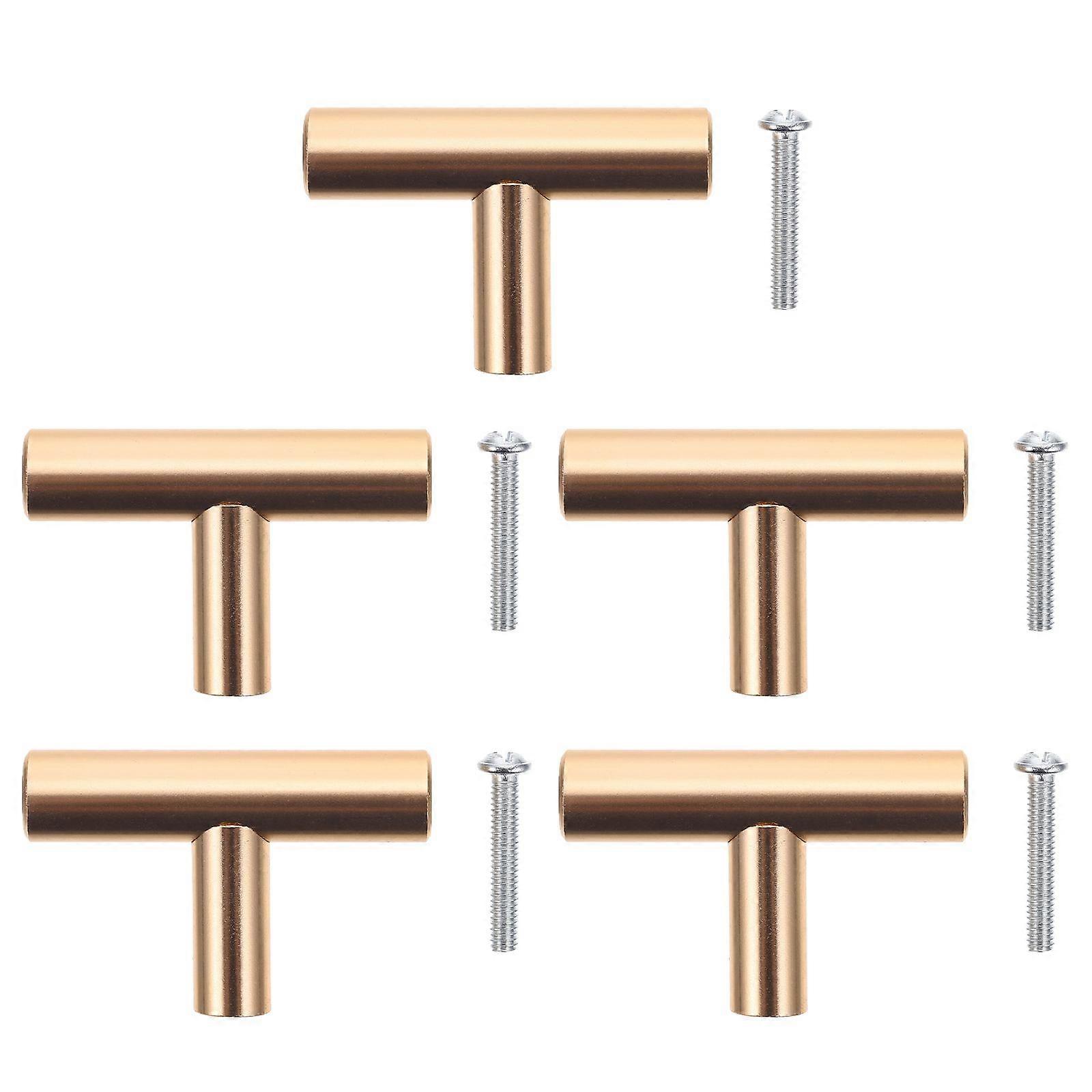 5pcs Single Hole Drawer Pulls Handle Modern T Bar Pull Knobs Cupboard Hardwares