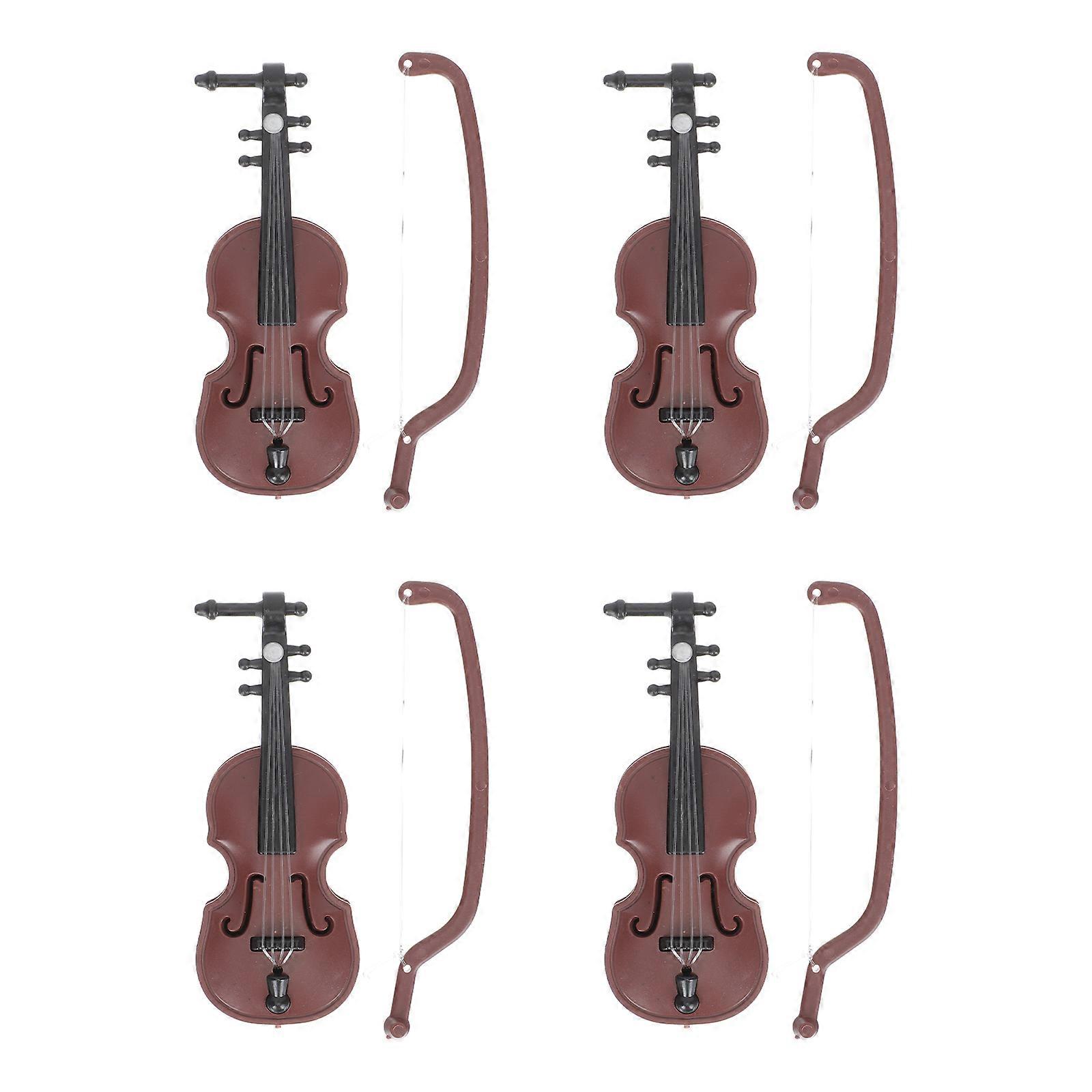 Eease 4Pcs Mini Violin Models Desktop Ornaments - Pretend Play Props