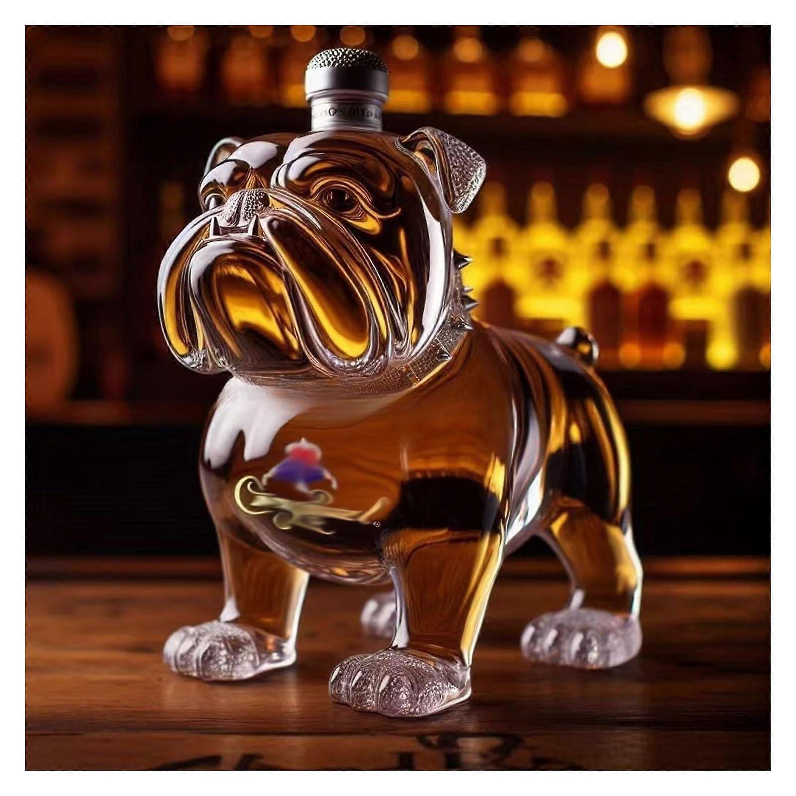 Whiskey Decanter Glass Bulldog Shape 300ml Large Capacity Wine Carafe for Home Bar (Style B)