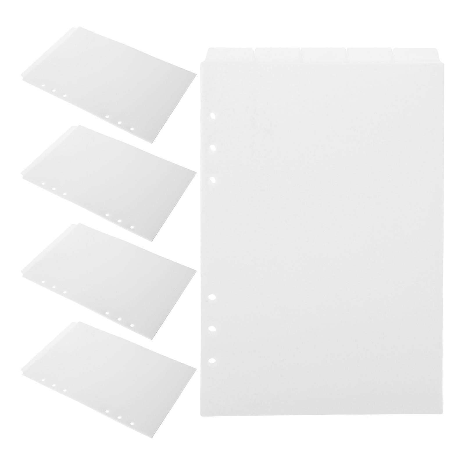 White Binder Dividers A5 PP Loose Leaf Inserts for Office Use 25Pcs