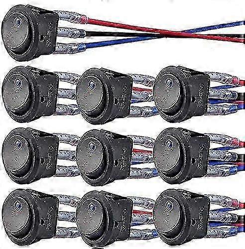 Interruttore a levetta rotondo, interruttore a levetta a led on/off con luce rossa a 3 pin 12v 20a per auto, camion, auto da corsa, camper, marine (10 pezzi)