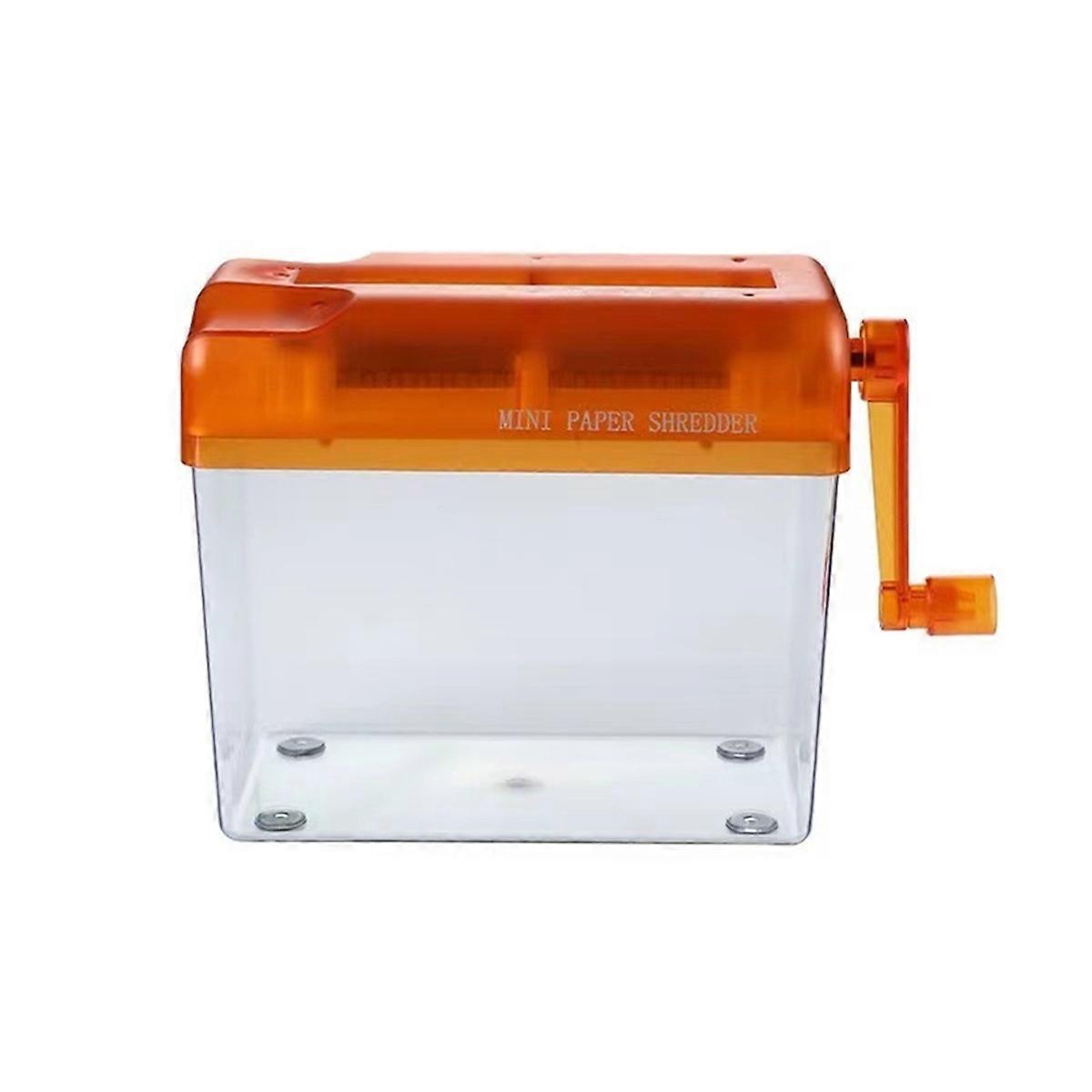 Hand Crank Paper Shredder Mini Document Paper Cutting Tool Orange