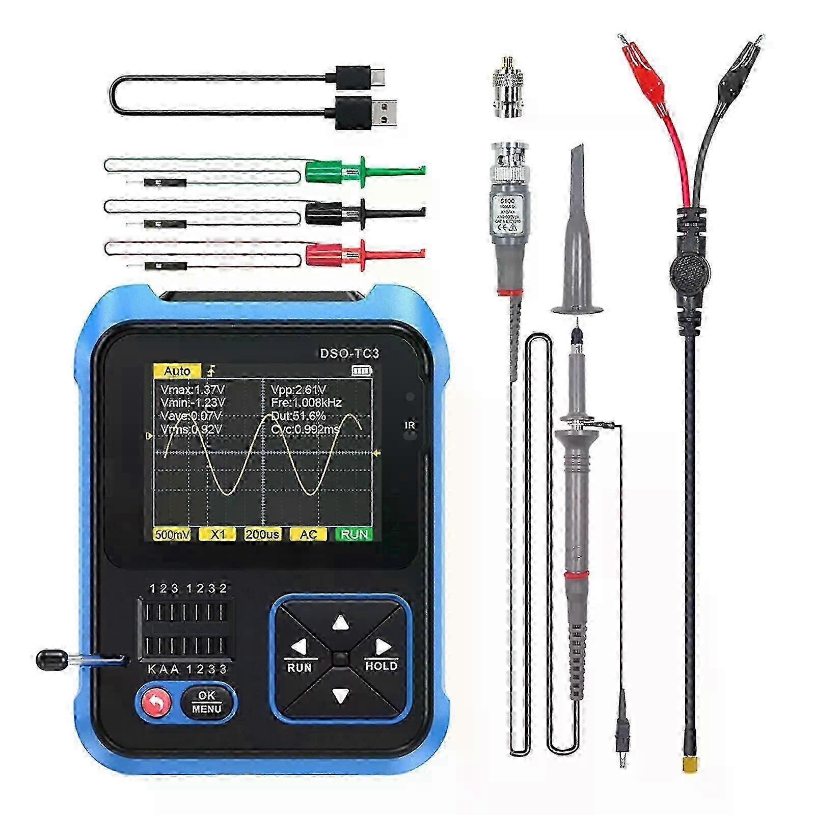 Dso-tc3 Digital Oscilloscope Ac Dc Tester Pulse Wave Sine Wave Square Wave Triangle Wave 3 In 1 Function Signal_w