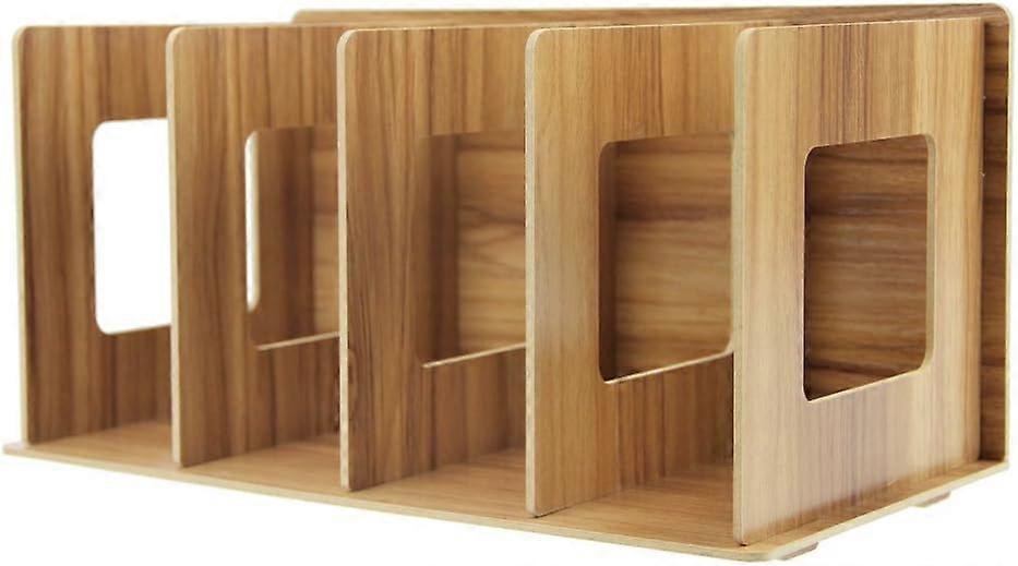 Removable Wooden Desk Organizer, Magazine File, Archive Collector, Diy Book Shelves With 4 Compartme
