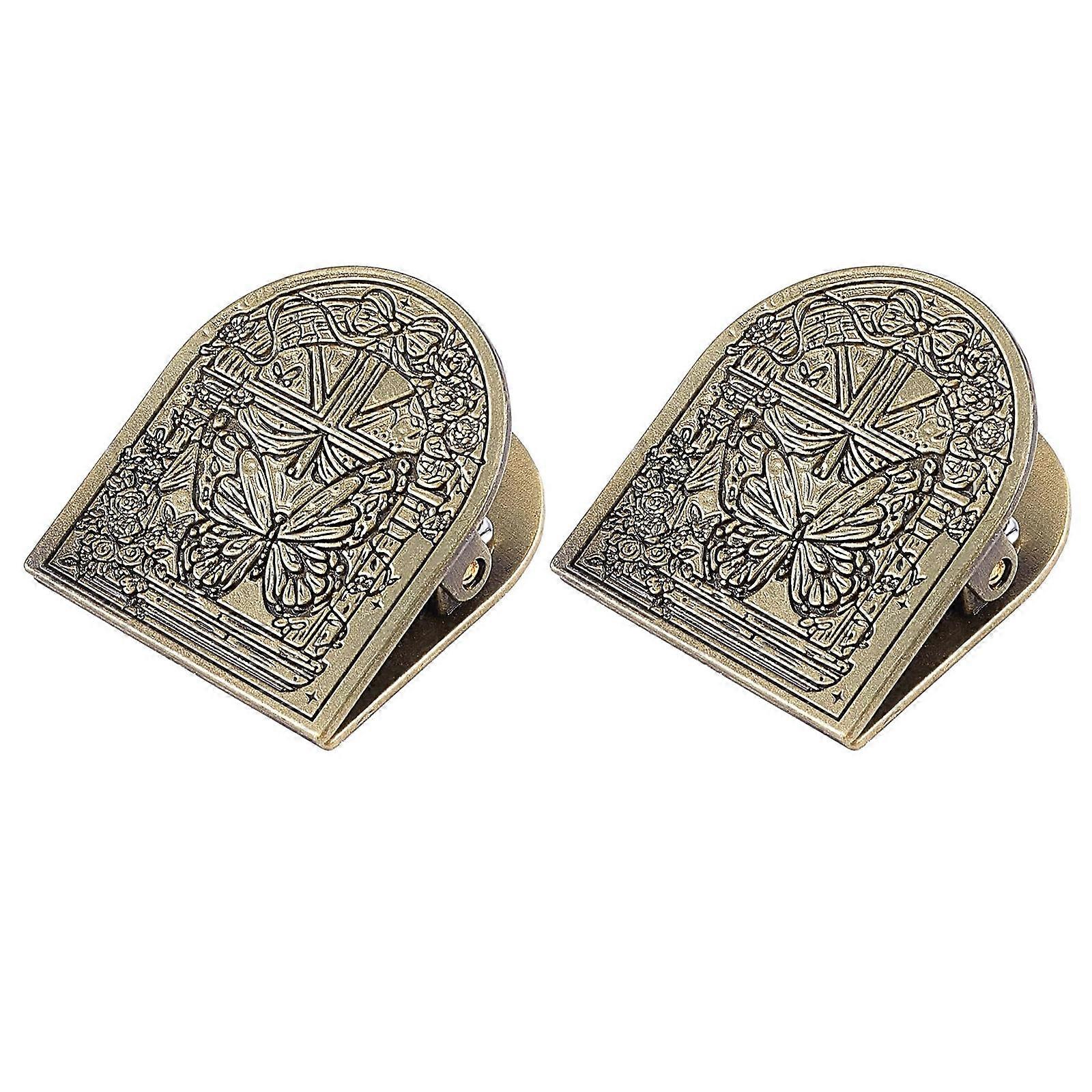 2Pcs Antique Document Clip Multipurpose Bookmarks Page Clips Decorative Scrapbooking Clip For Notebook Journal Planner Multicolor