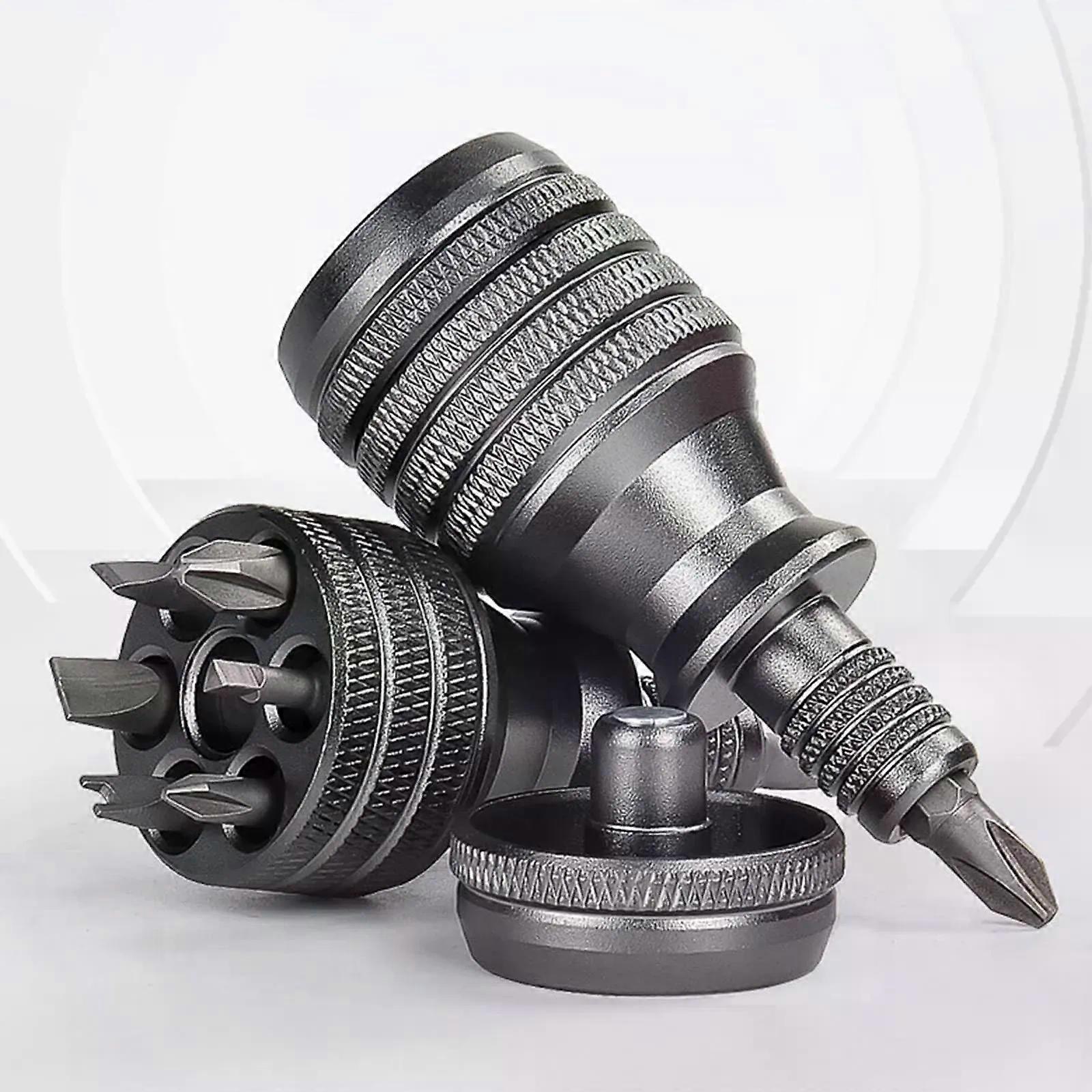 7-in-1 Industrial Mini Screwdriver Set - Aluminum Alloy Handle with High Hardness Phillips/Slotted Bits Multi-Function EDC Tool