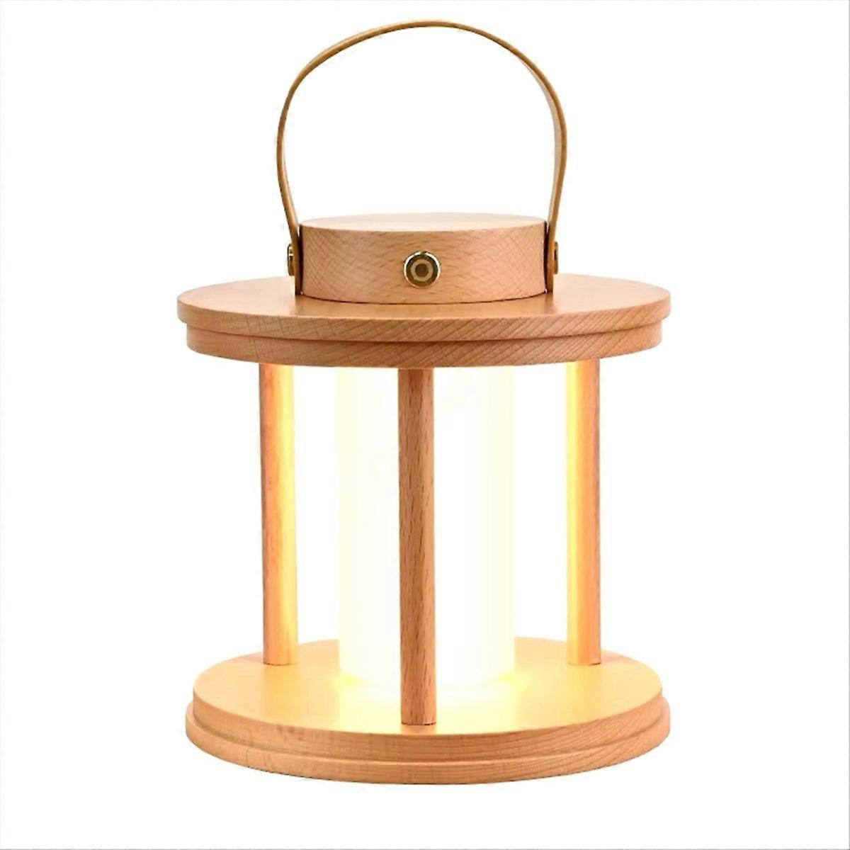 LED Solid Wood Lantern Nightlight - Camping Atmosphere Lamp,
