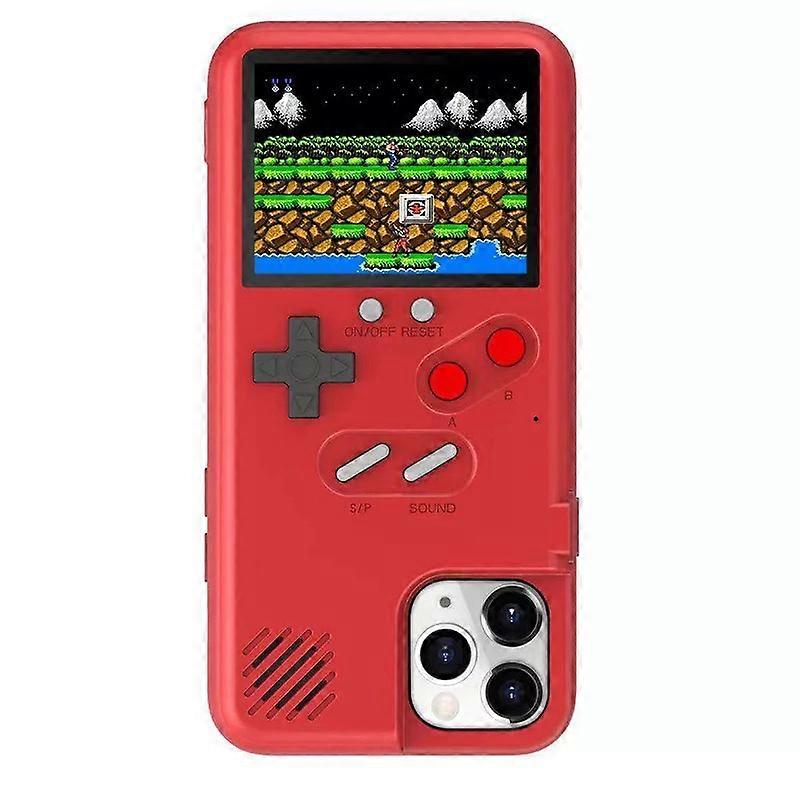 Gaming phone case, includes 36 built-in mini video games, red, compatible with iPhone series phone cases.