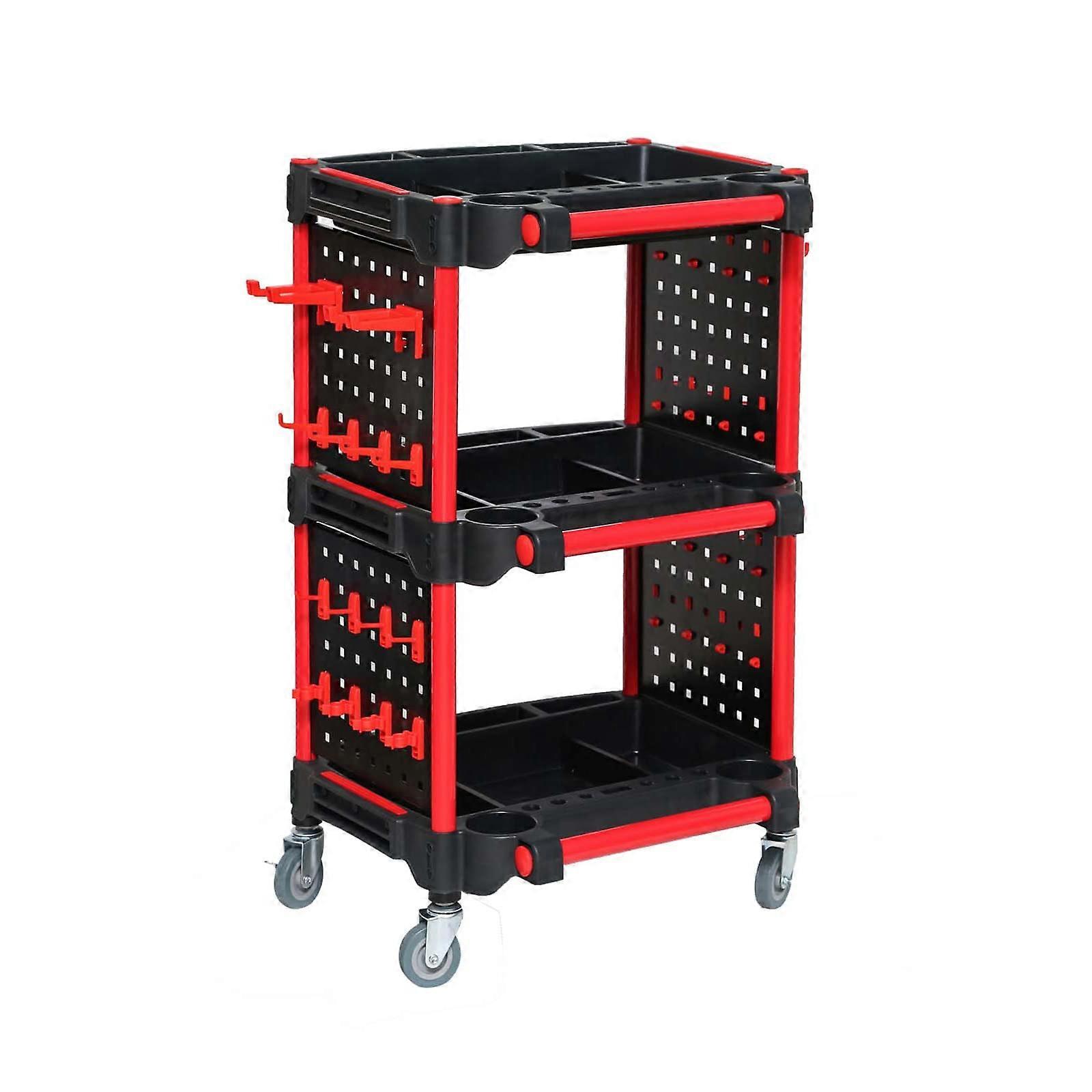 Car Detailing Cart with Pegboard, HeavyDuty Rolling Tool Organizer for Garage and Auto Maintenance