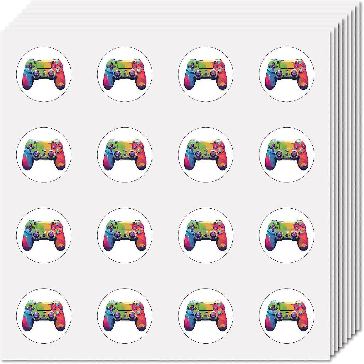 128Pcs 8 Sheets Game Controller Stickers Small Video Game Sticker 0.98" Gamepad Round Dot Cartoon Planner Decal Waterproof Seal Labels for Teacher Rew