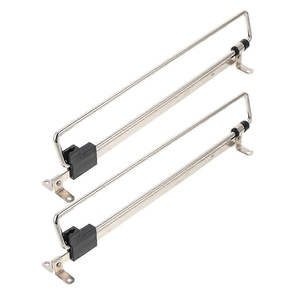 Silver Telescopic Closet Valet Rod for Hanging Clothes 2Pcs Set