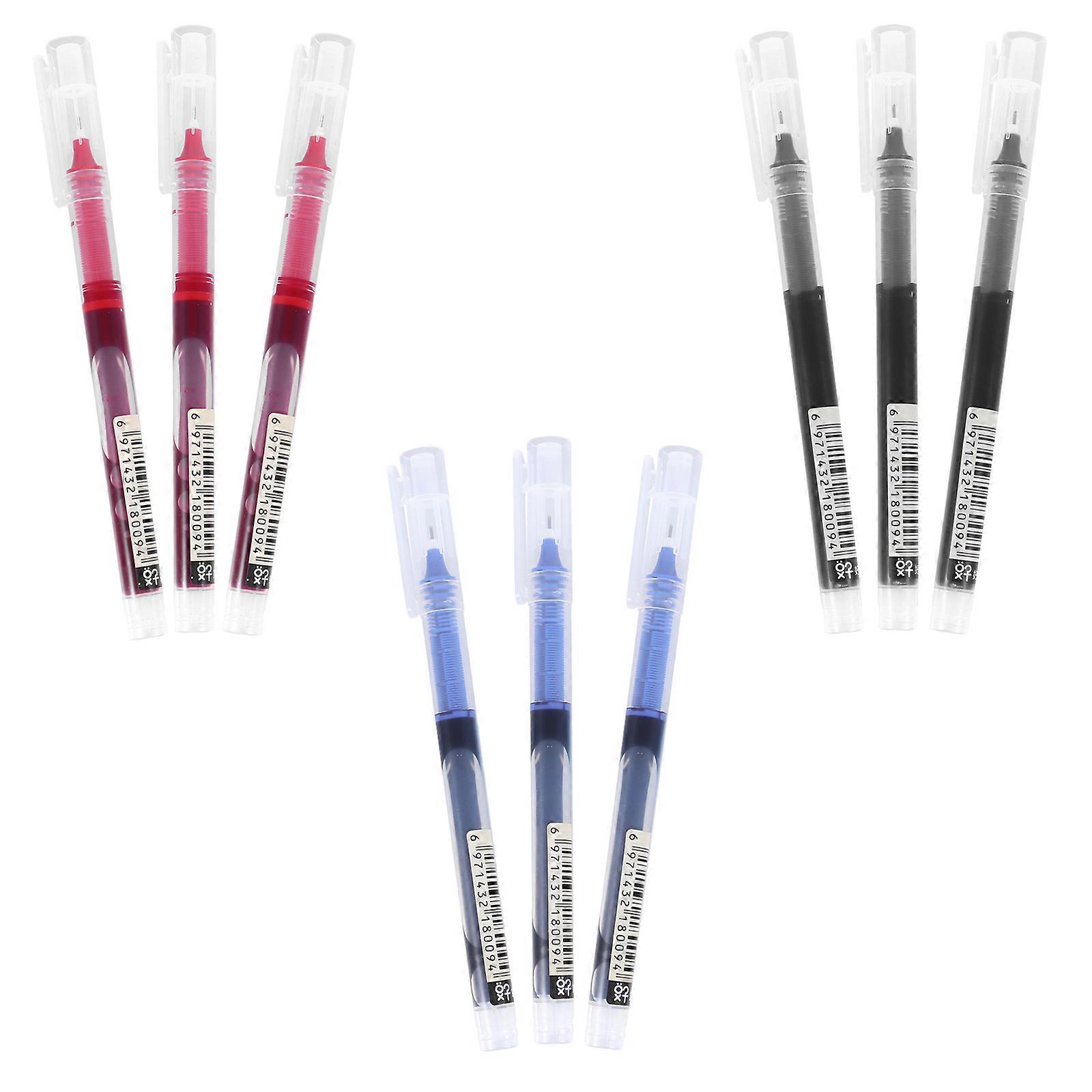 Quick-Drying Gel Pen Black 9Pcs Set for Writing Use with Smooth Ink