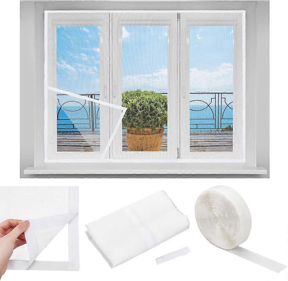 63x63Inch Window Screen Net Self-Adhesive Window Screen Mesh with Hook and Loop Fastener Plastic Door Mesh Screen for House Door Window Screens Replac