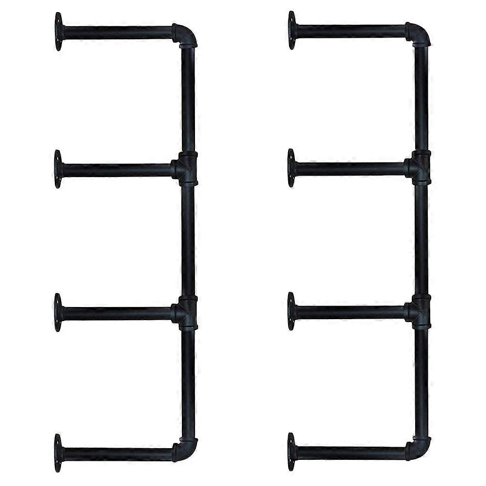 Black Storage Rack Iron Pipe Rack for Storage Use 2Pcs
