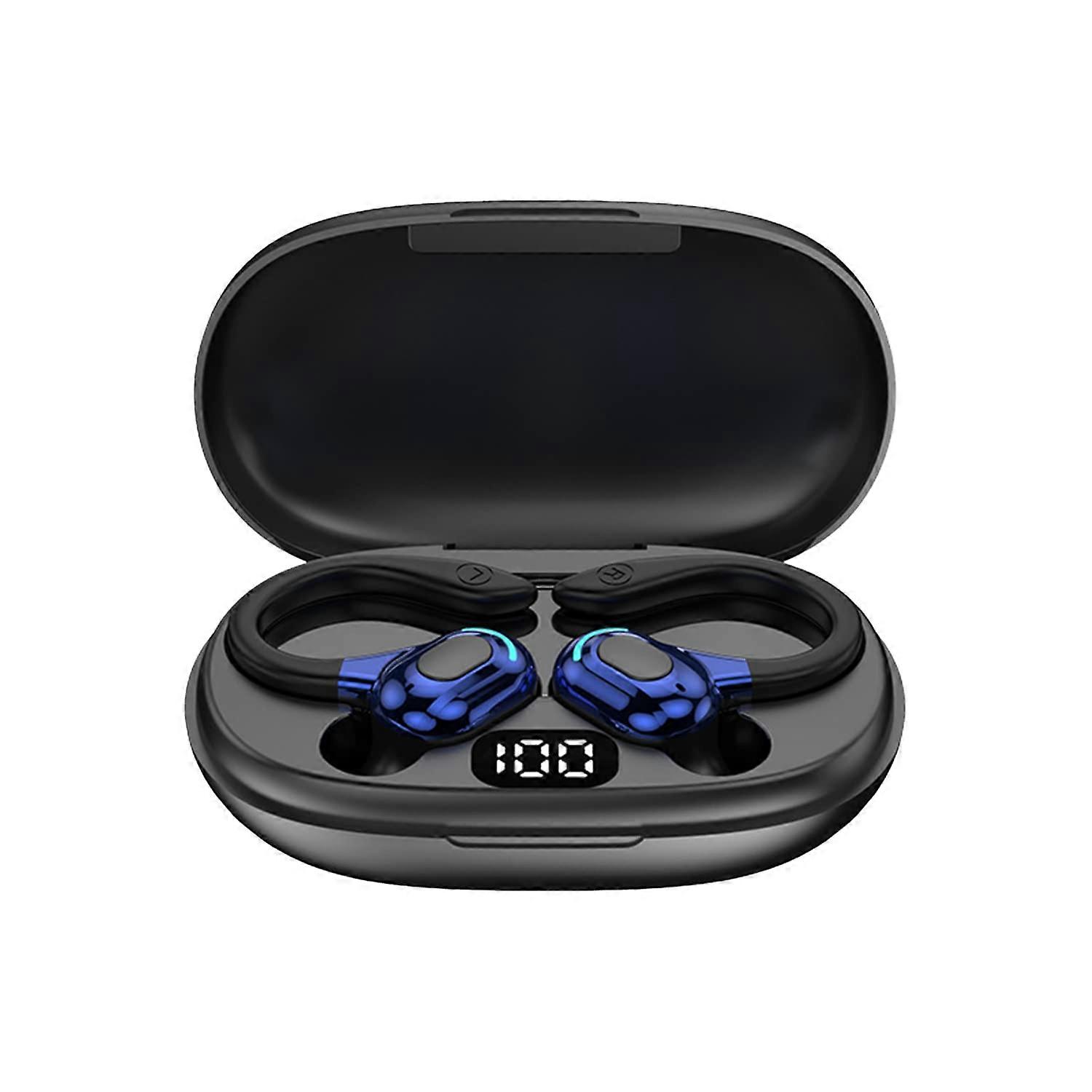 Wireless Earbuds InEar Bluetooth Headset With Digital Display, Bluetooth 5.0, True Stereo, iPhone Android, Blue