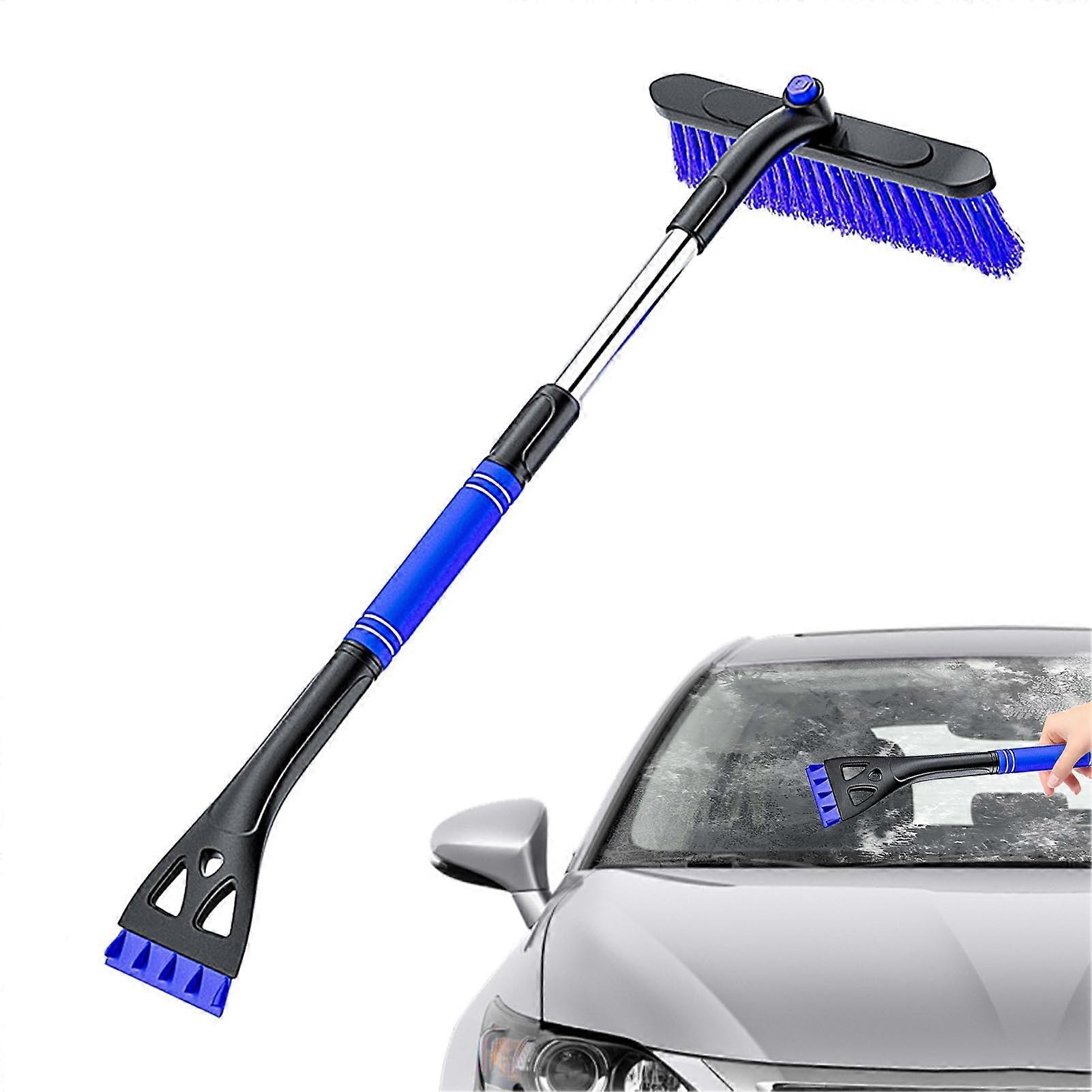 Telescoping Car Snow Brush with 360° Rotating Head and Detachable Ice Scraper for Trucks SUVs