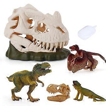 6pcs / set Modello Musica Led Pvc Grande scultura di teschio di dinosauro per la scuola