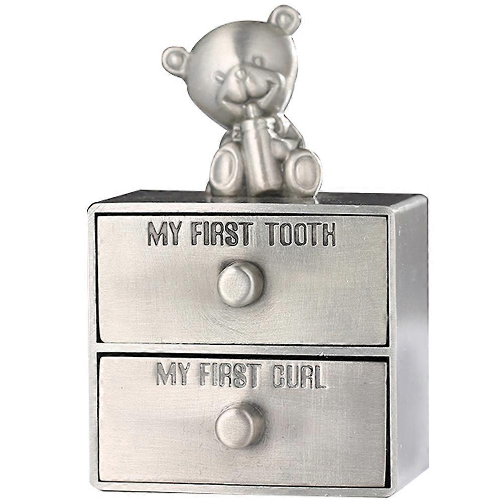 Baby Tooth Box Metal Curl Keepsake Box for Storage Multi-Functional Silver