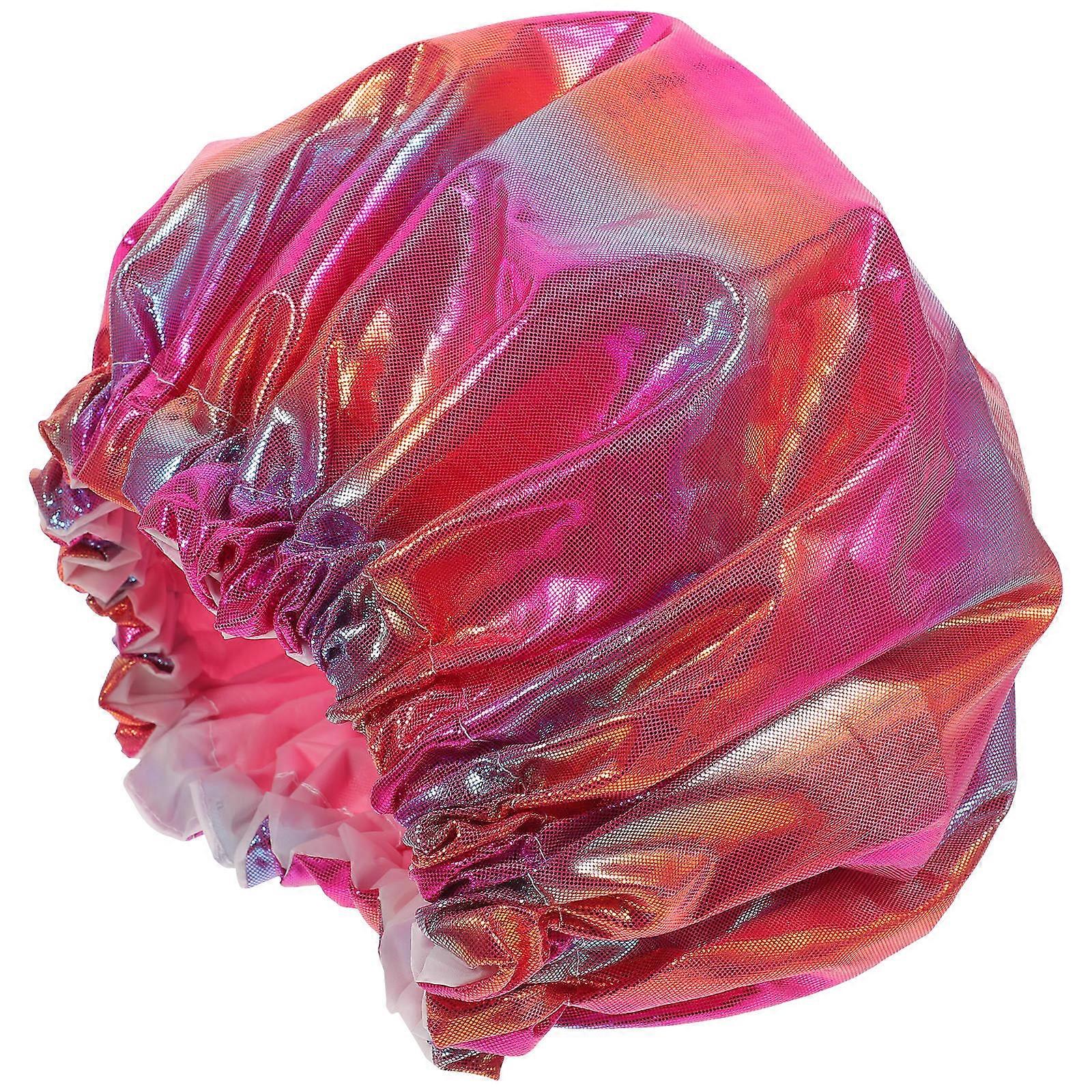 Womens Shower Cap Reusable Large Size Peva Material Round Shape 1Pcs