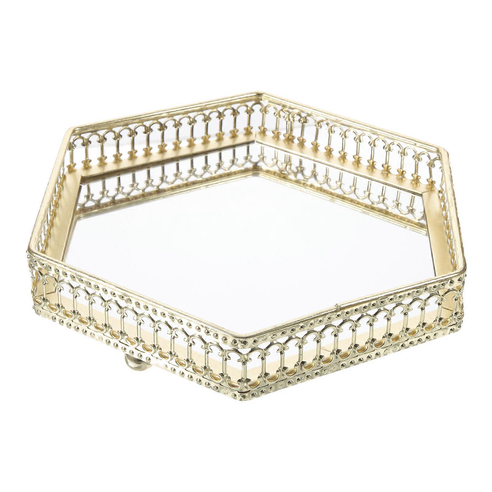 Golden Vanity Tray for Sundries Storage with Smooth Edges