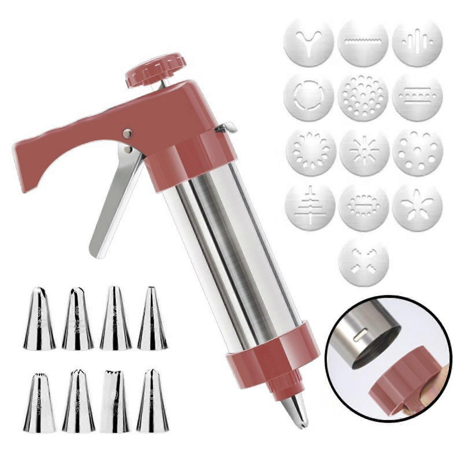 Expert Baking Tool Untarnished Cookie Press Includes 13 Templates 8 Coating Advice Perfect Conclusions  Red