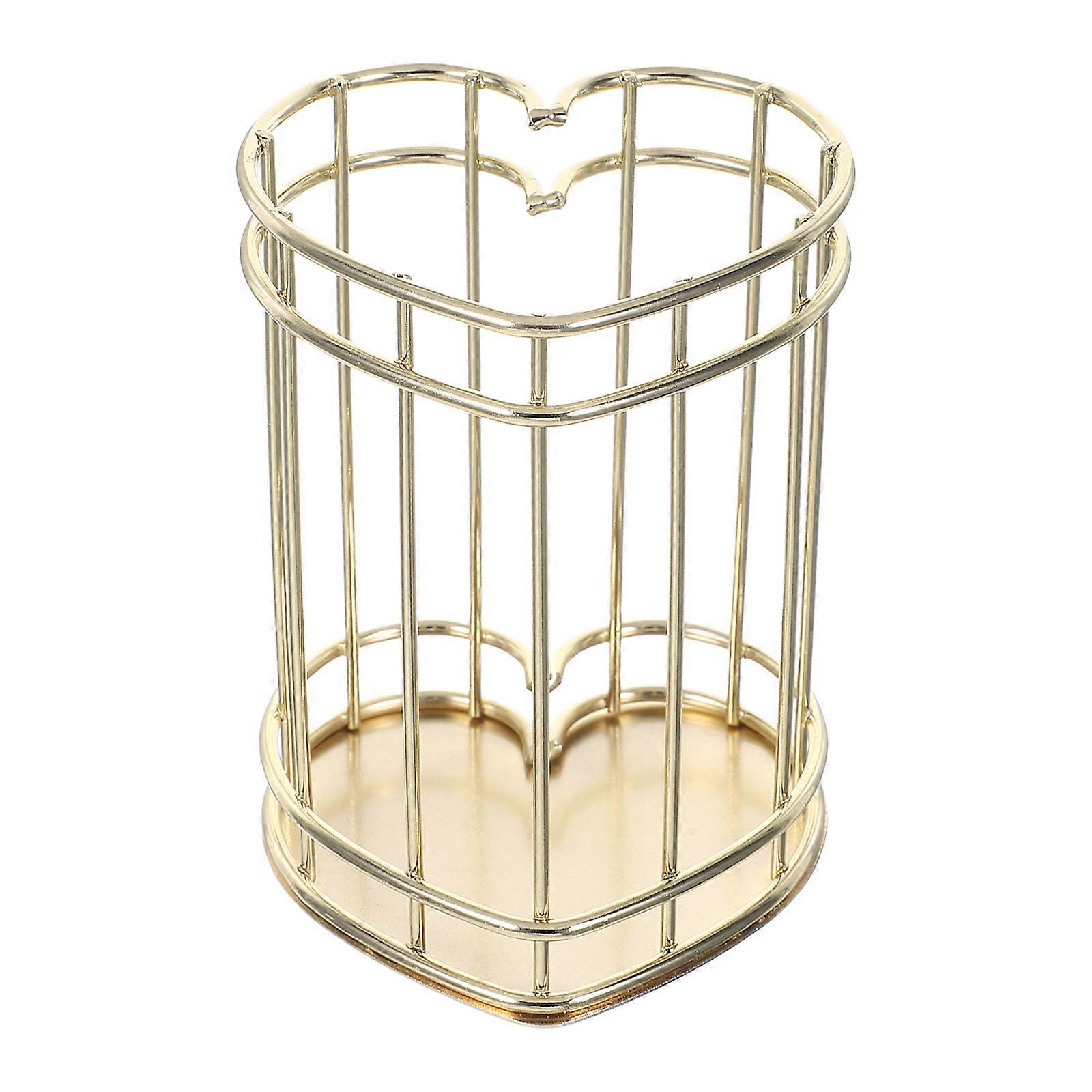 Metal Heart Shape Pen Holder Desktop Container for Storage